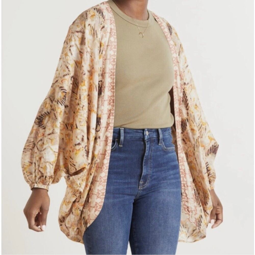 Tolani Sahara Wrap Kimono Batwing Long Sleeves Open Front Batik Ikat Women's OS